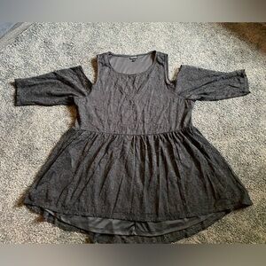 EUC Torrid size 2 black, lace, empire waist, cold shoulder dress top
